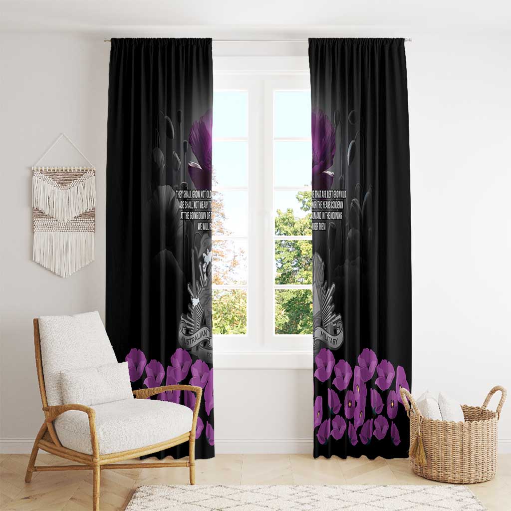 ANZAC Day Remembrance Window Curtain Purple Poppy We Will Remember Them LT9 - Polynesian Pride