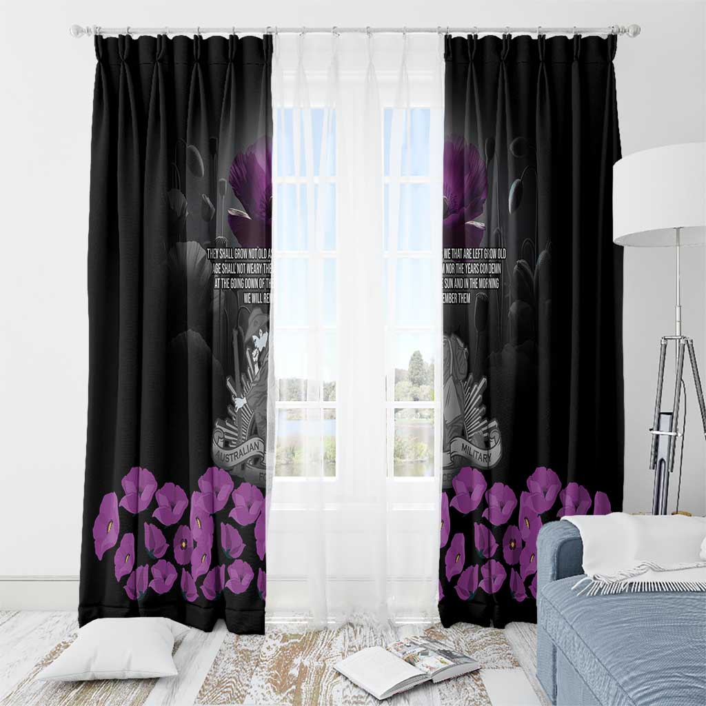ANZAC Day Remembrance Window Curtain Purple Poppy We Will Remember Them LT9 - Polynesian Pride