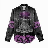 ANZAC Day Remembrance Women Casual Shirt Purple Poppy We Will Remember Them LT9 - Polynesian Pride