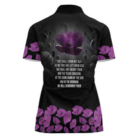 ANZAC Day Remembrance Women Polo Shirt Purple Poppy We Will Remember Them LT9 - Polynesian Pride