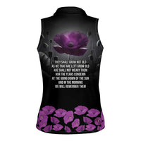 ANZAC Day Remembrance Women Sleeveless Polo Shirt Purple Poppy We Will Remember Them LT9 - Polynesian Pride