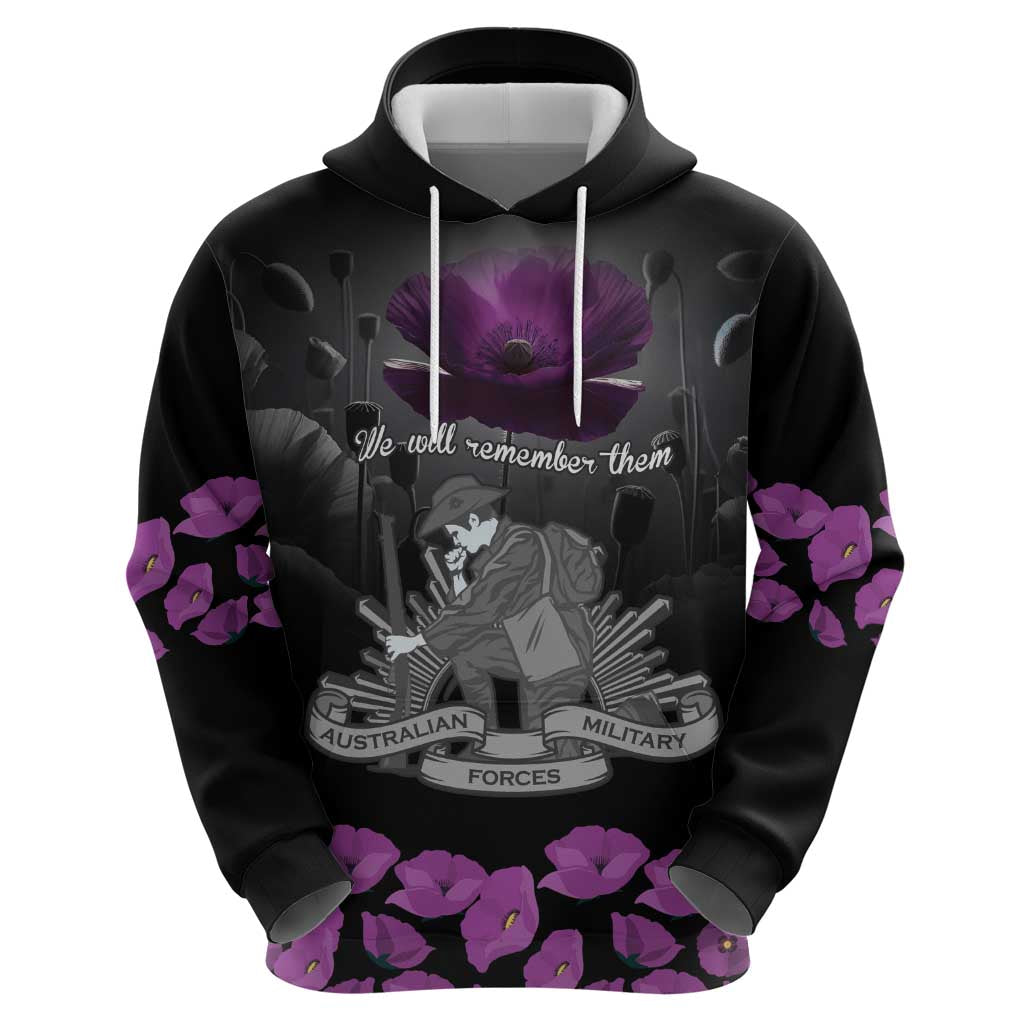 ANZAC Day Remembrance Zip Hoodie Purple Poppy We Will Remember Them LT9 - Polynesian Pride