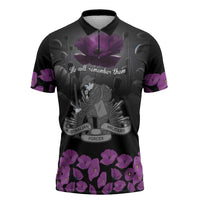 ANZAC Day Remembrance Zipper Polo Shirt Purple Poppy We Will Remember Them LT9 Purple - Polynesian Pride