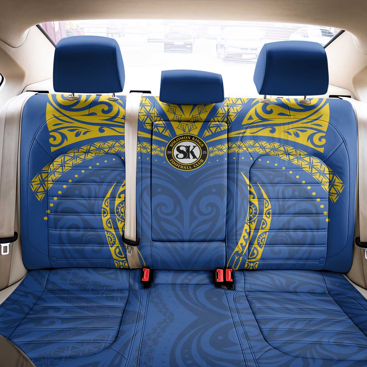 Oceania Football Solomon Kings Back Car Seat Cover Polynesian Tribal Pattern
