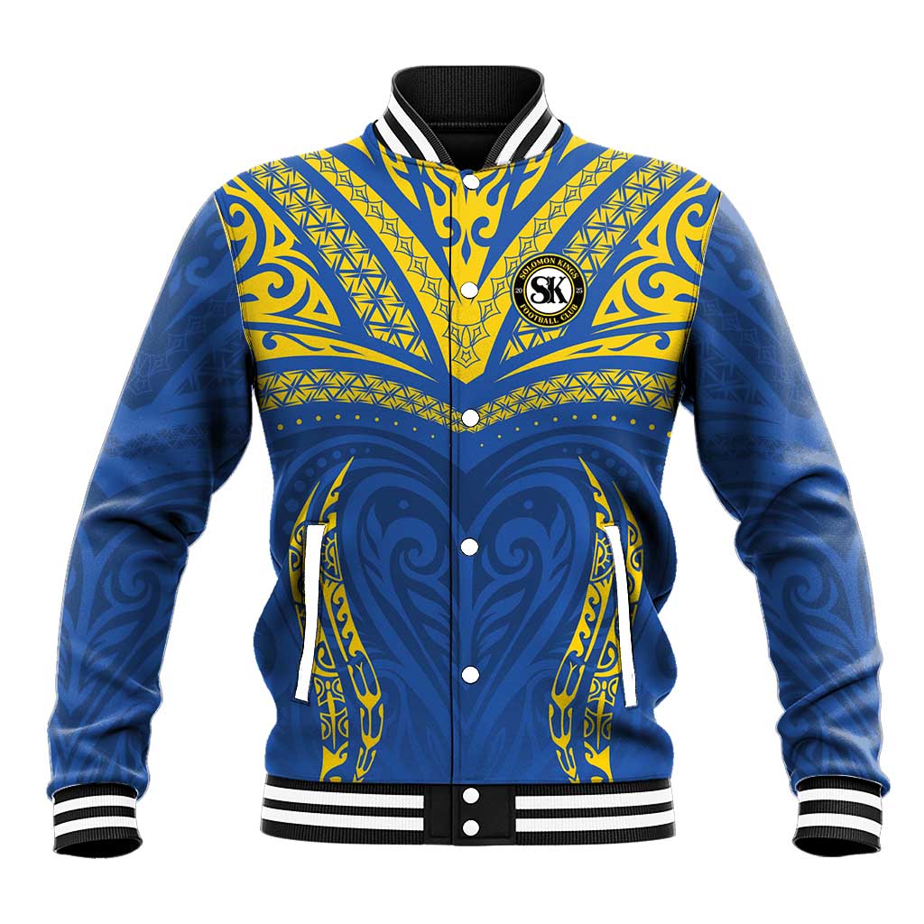 Custom Oceania Football Solomon Kings Baseball Jacket Polynesian Tribal Pattern LT9 Unisex Blue - Polynesian Pride