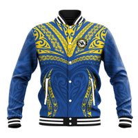 Custom Oceania Football Solomon Kings Baseball Jacket Polynesian Tribal Pattern LT9 Unisex Blue - Polynesian Pride