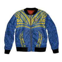 Custom Oceania Football Solomon Kings Bomber Jacket Polynesian Tribal Pattern LT9 Unisex Blue - Polynesian Pride