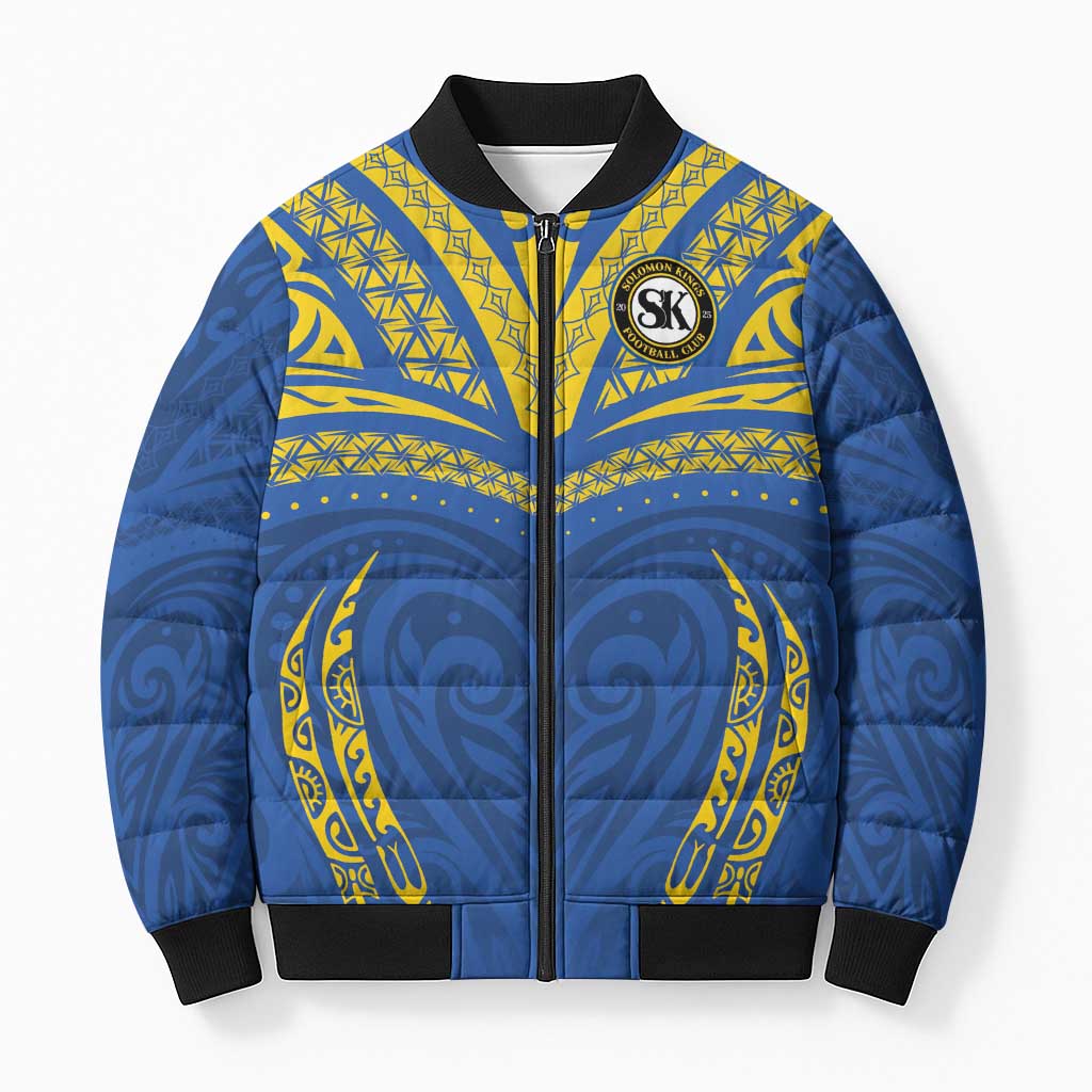 Custom Oceania Football Solomon Kings Bomber Puffer Jacket Polynesian Tribal Pattern