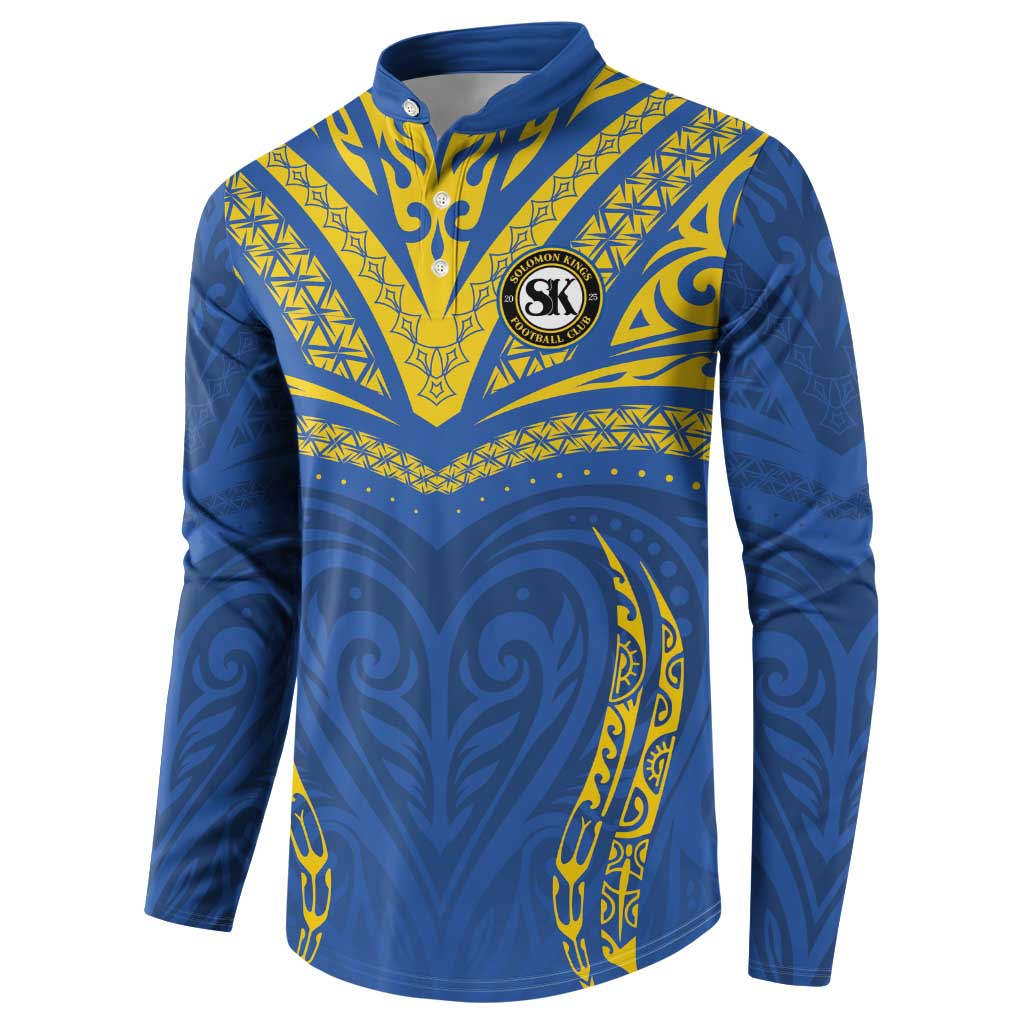 Custom Oceania Football Solomon Kings Button Sweatshirt Polynesian Tribal Pattern LT9 - Polynesian Pride