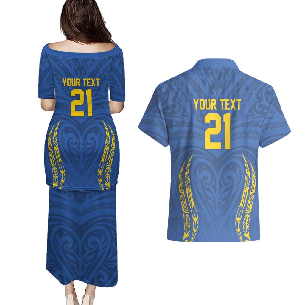 Custom Oceania Football Solomon Kings Couples Matching Puletasi and Hawaiian Shirt Polynesian Tribal Pattern LT9 - Polynesian Pride