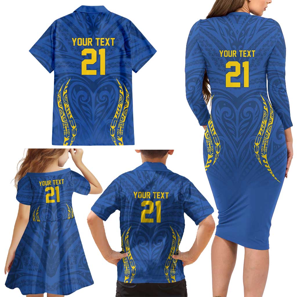 Custom Oceania Football Solomon Kings Family Matching Long Sleeve Bodycon Dress and Hawaiian Shirt Polynesian Tribal Pattern