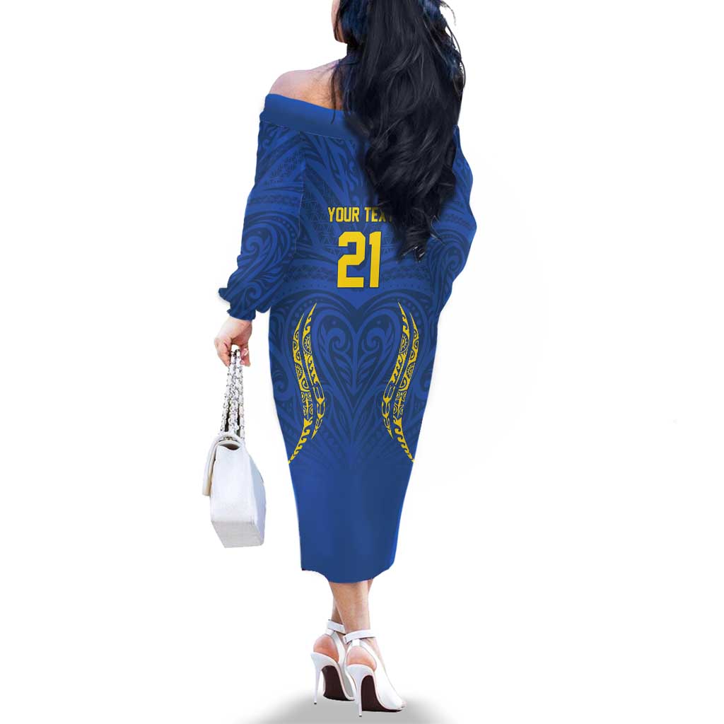 Custom Oceania Football Solomon Kings Family Matching Off The Shoulder Long Sleeve Dress and Hawaiian Shirt Polynesian Tribal Pattern