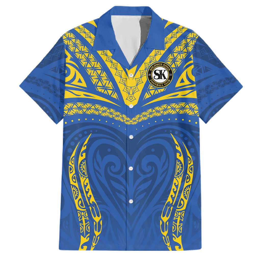 Custom Oceania Football Solomon Kings Family Matching Off Shoulder Short Dress and Hawaiian Shirt Polynesian Tribal Pattern