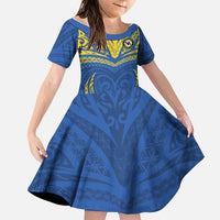 Custom Oceania Football Solomon Kings Family Matching Short Sleeve Bodycon Dress and Hawaiian Shirt Polynesian Tribal Pattern