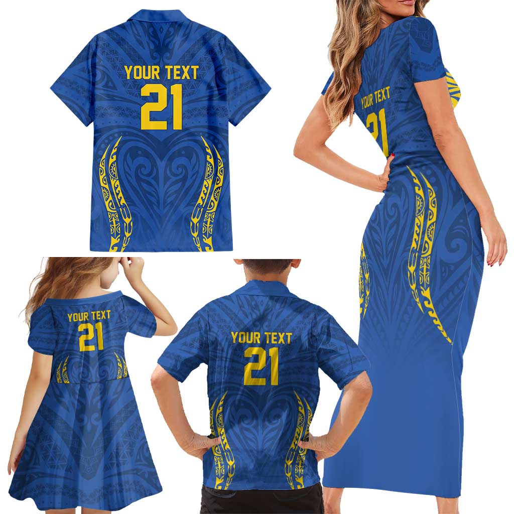 Custom Oceania Football Solomon Kings Family Matching Short Sleeve Bodycon Dress and Hawaiian Shirt Polynesian Tribal Pattern