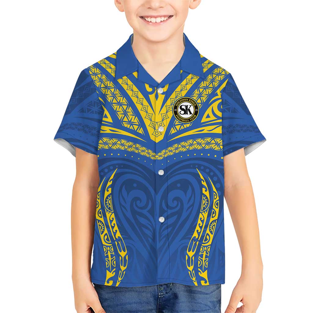 Custom Oceania Football Solomon Kings Family Matching Short Sleeve Bodycon Dress and Hawaiian Shirt Polynesian Tribal Pattern