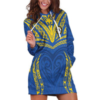 Custom Oceania Football Solomon Kings Hoodie Dress Polynesian Tribal Pattern LT9 Blue - Polynesian Pride