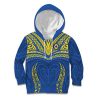Custom Oceania Football Solomon Kings Kid Hoodie Polynesian Tribal Pattern LT9 Hoodie Blue - Polynesian Pride