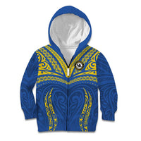 Custom Oceania Football Solomon Kings Kid Hoodie Polynesian Tribal Pattern LT9 Zip Hoodie Blue - Polynesian Pride