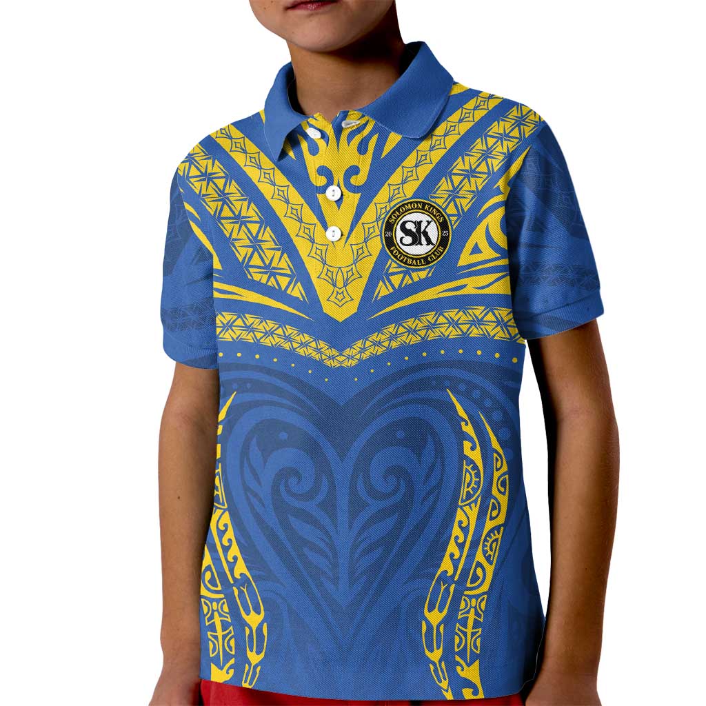 Custom Oceania Football Solomon Kings Kid Polo Shirt Polynesian Tribal Pattern LT9 Kid Blue - Polynesian Pride