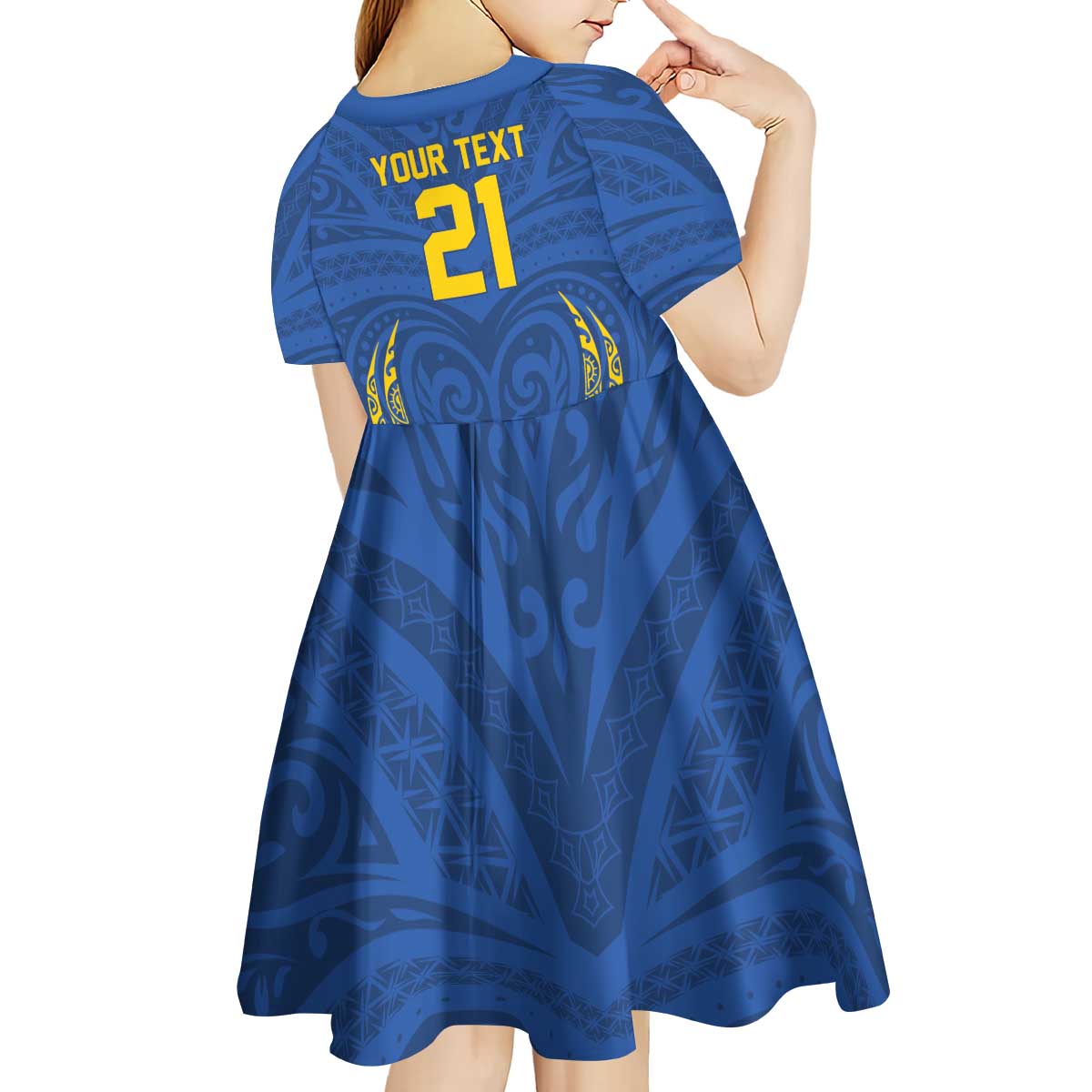 Custom Oceania Football Solomon Kings Kid Short Sleeve Dress Polynesian Tribal Pattern LT9 - Polynesian Pride