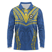 Custom Oceania Football Solomon Kings Long Sleeve Polo Shirt Polynesian Tribal Pattern LT9 Blue - Polynesian Pride