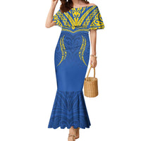 Custom Oceania Football Solomon Kings Mermaid Dress Polynesian Tribal Pattern LT9 Women Blue - Polynesian Pride