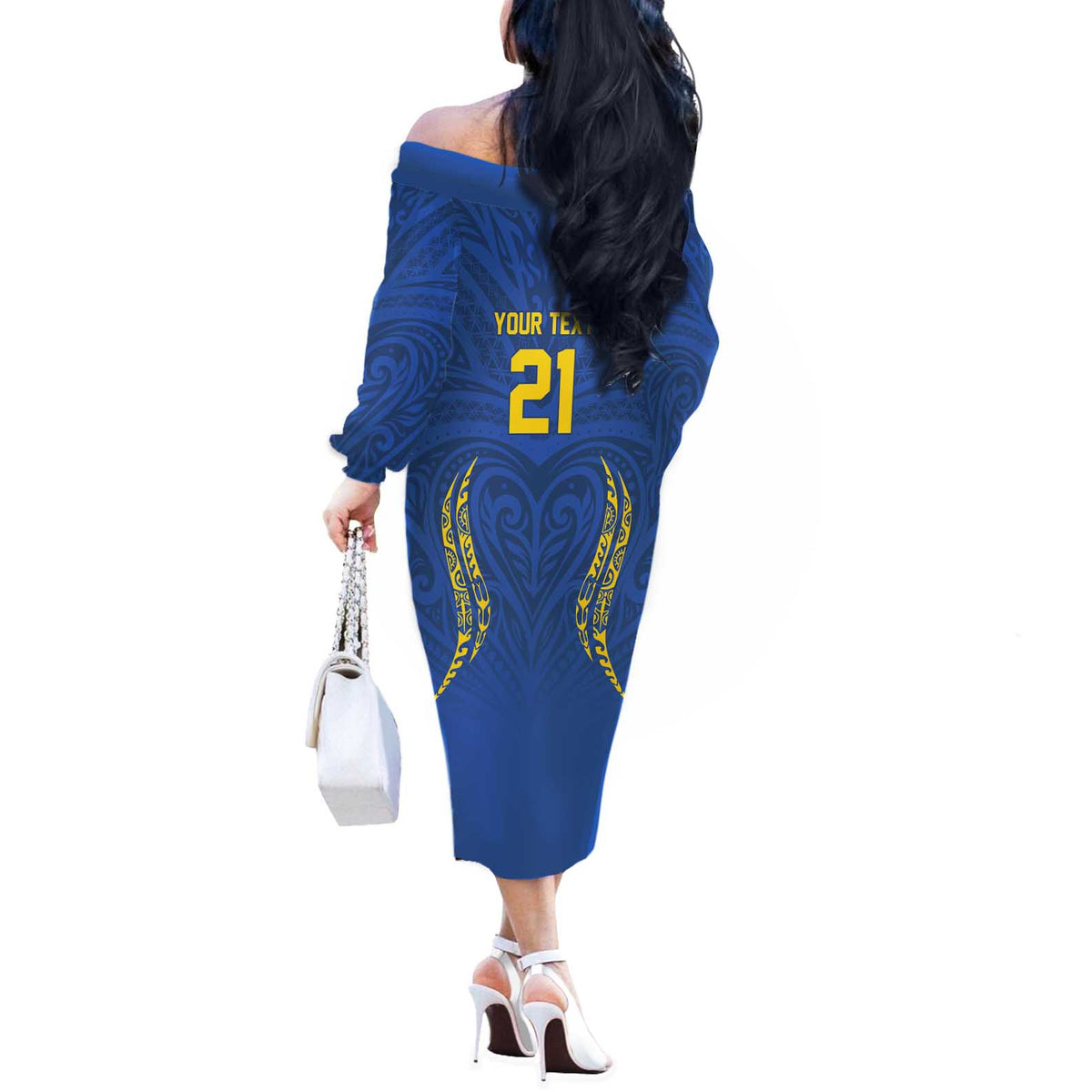 Custom Oceania Football Solomon Kings Off The Shoulder Long Sleeve Dress Polynesian Tribal Pattern LT9 - Polynesian Pride