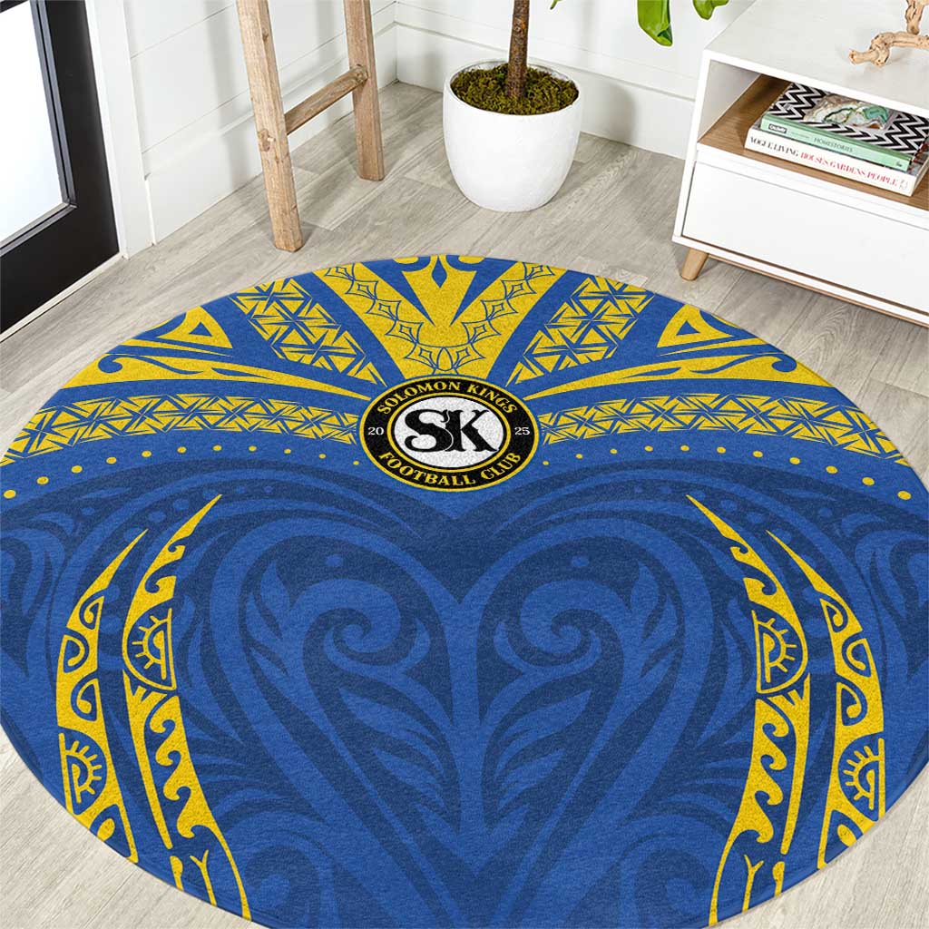 Oceania Football Solomon Kings Round Carpet Polynesian Tribal Pattern LT9 Blue - Polynesian Pride