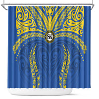 Oceania Football Solomon Kings Shower Curtain Polynesian Tribal Pattern LT9 Blue - Polynesian Pride