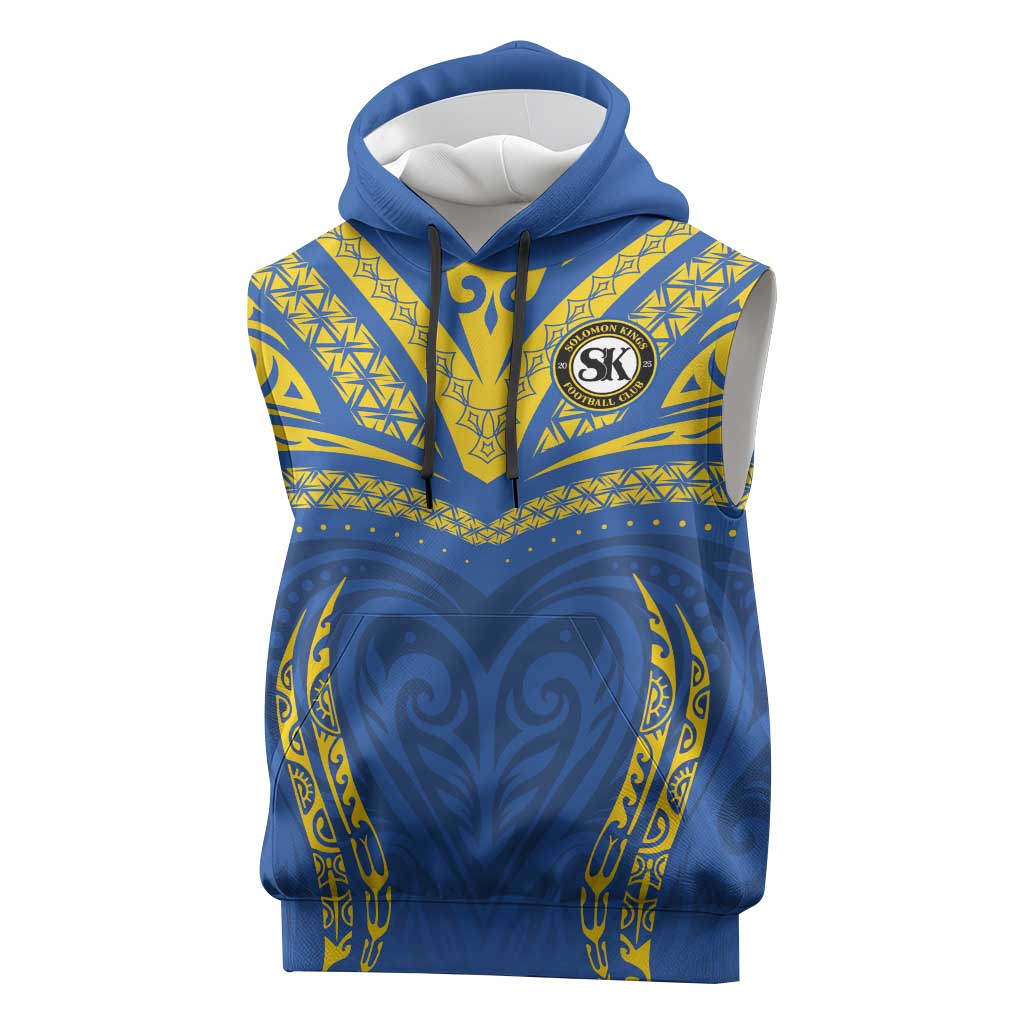 Custom Oceania Football Solomon Kings Sleeveless Hoodie Polynesian Tribal Pattern LT9 Blue - Polynesian Pride