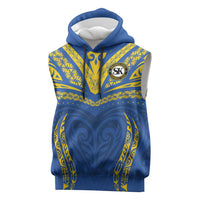 Custom Oceania Football Solomon Kings Sleeveless Hoodie Polynesian Tribal Pattern LT9 Blue - Polynesian Pride