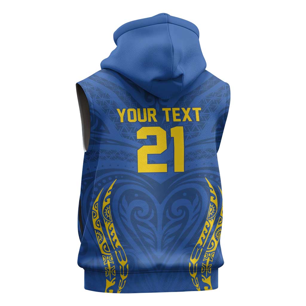 Custom Oceania Football Solomon Kings Sleeveless Zip Hoodie Polynesian Tribal Pattern LT9 - Polynesian Pride