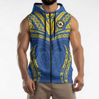 Custom Oceania Football Solomon Kings Sleeveless Zip Hoodie Polynesian Tribal Pattern LT9 - Polynesian Pride