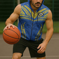 Custom Oceania Football Solomon Kings Sleeveless Zip Hoodie Polynesian Tribal Pattern LT9 - Polynesian Pride