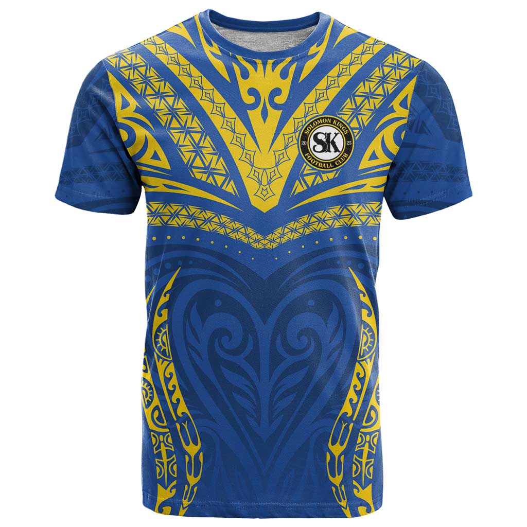 Custom Oceania Football Solomon Kings T Shirt Polynesian Tribal Pattern LT9 Blue - Polynesian Pride