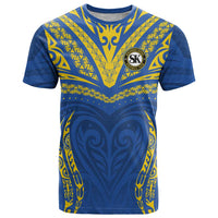 Custom Oceania Football Solomon Kings T Shirt Polynesian Tribal Pattern LT9 Blue - Polynesian Pride