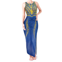Custom Oceania Football Solomon Kings Tank Maxi Dress Polynesian Tribal Pattern LT9 Women Blue - Polynesian Pride