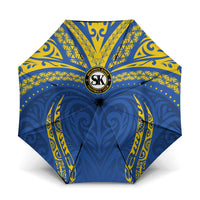 Oceania Football Solomon Kings Umbrella Polynesian Tribal Pattern LT9 One Size Folded 11.42 inch Opened Diameter 37.4 inch Blue - Polynesian Pride