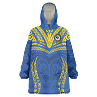 Custom Oceania Football Solomon Kings Wearable Blanket Hoodie Polynesian Tribal Pattern LT9 One Size Blue - Polynesian Pride