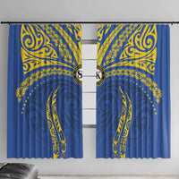 Oceania Football Solomon Kings Window Curtain Polynesian Tribal Pattern LT9 With Hooks Blue - Polynesian Pride