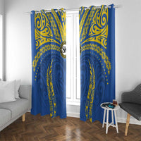 Oceania Football Solomon Kings Window Curtain Polynesian Tribal Pattern LT9 With Grommets Blue - Polynesian Pride