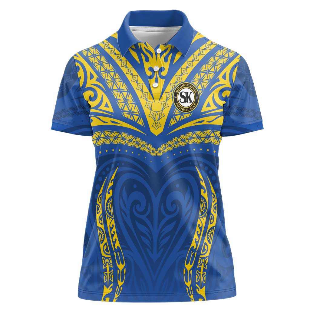 Custom Oceania Football Solomon Kings Women Polo Shirt Polynesian Tribal Pattern LT9 Female Blue - Polynesian Pride