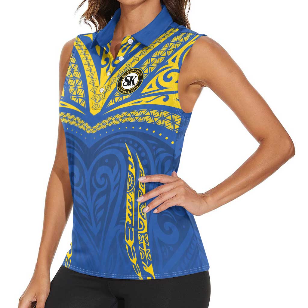 Custom Oceania Football Solomon Kings Women Sleeveless Polo Shirt Polynesian Tribal Pattern LT9 - Polynesian Pride