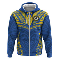 Custom Oceania Football Solomon Kings Zip Hoodie Polynesian Tribal Pattern LT9 Zip Hoodie Blue - Polynesian Pride