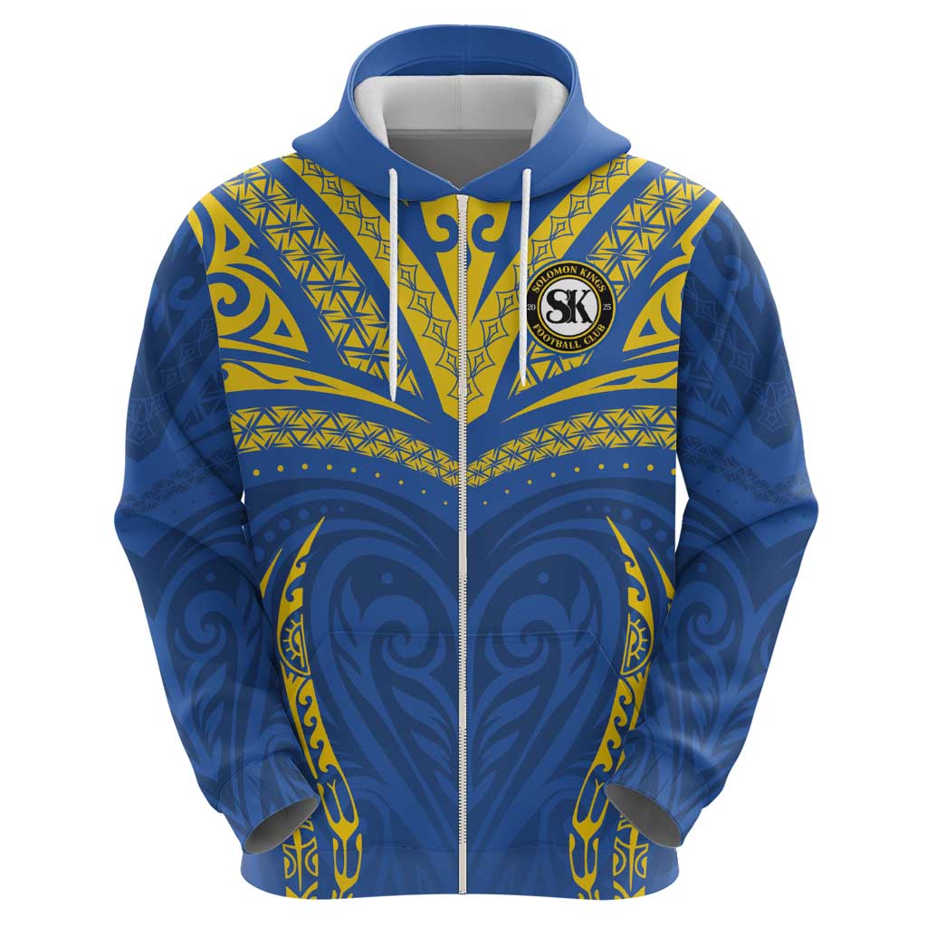 Custom Oceania Football Solomon Kings Zip Hoodie Polynesian Tribal Pattern LT9 - Polynesian Pride