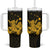 Gold Hawaiian Hibiscus Shaka Sign Tumbler With Handle