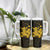 Gold Hawaiian Hibiscus Shaka Sign Tumbler With Handle