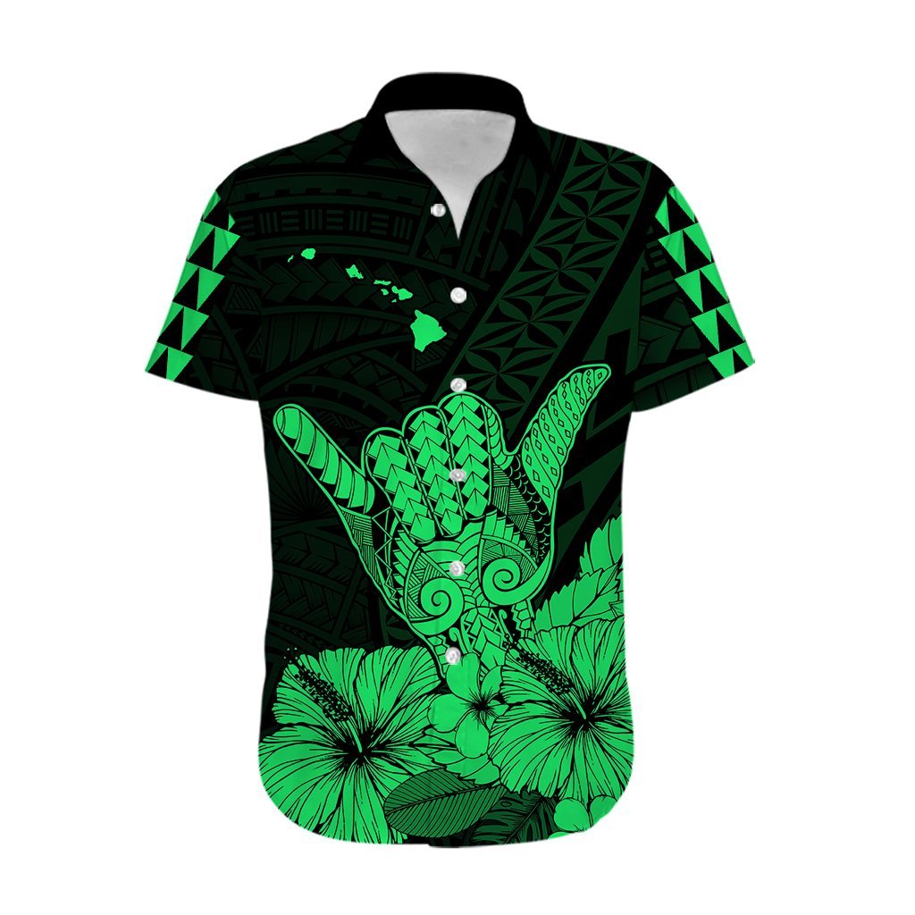 Hawaii Shaka Sign Hawaiian Shirt Green Version LT9 - Polynesian Pride