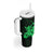 Green Hawaiian Hibiscus Shaka Sign Tumbler With Handle